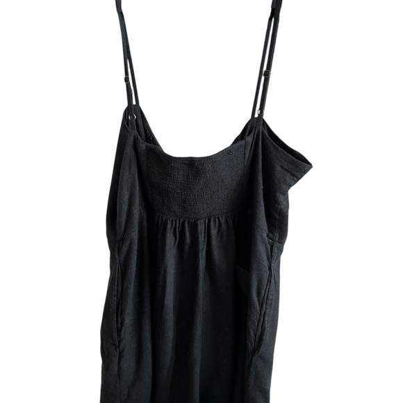 Urban Outfitters Linen Blend Black Fitted Buttoned Romper Shorts Strappy Large - Picture 4 of 11